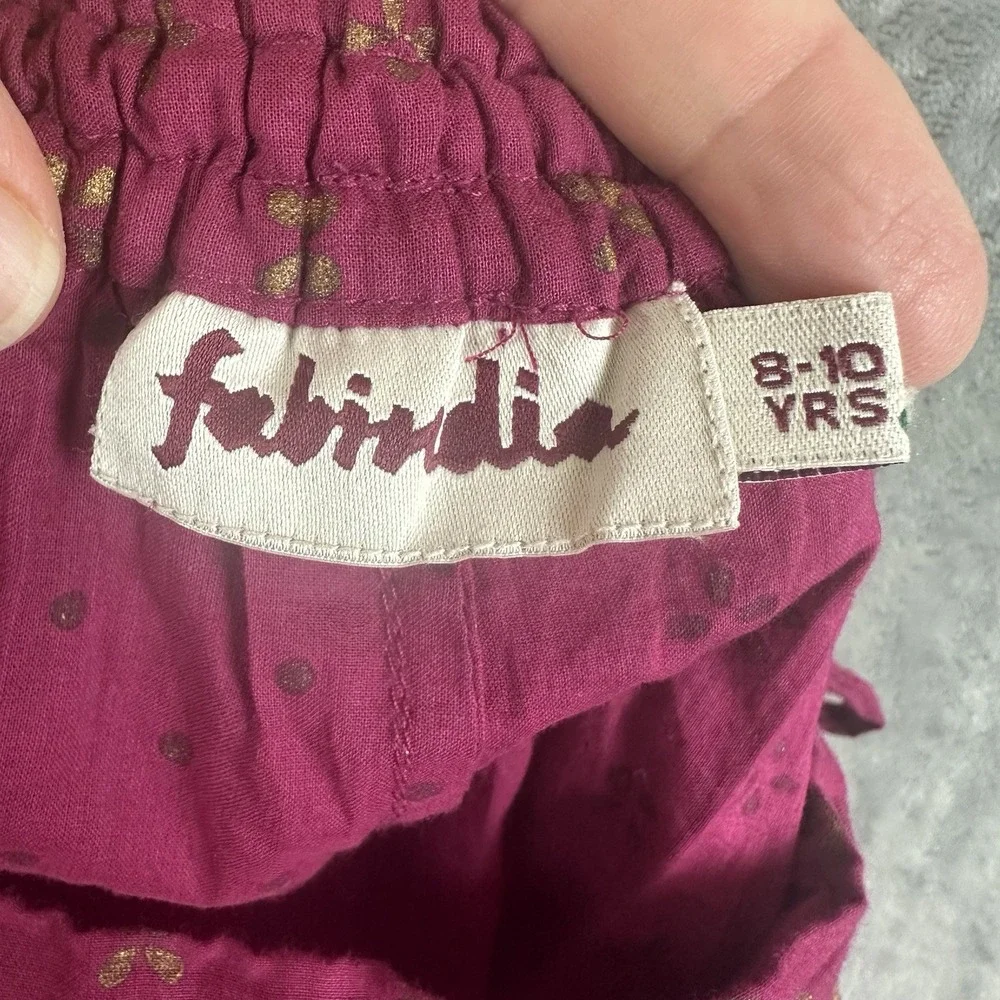 Fabindia Maxi Skirt Girls 8-10 Magenta Pink Gold Indian  Ethnic